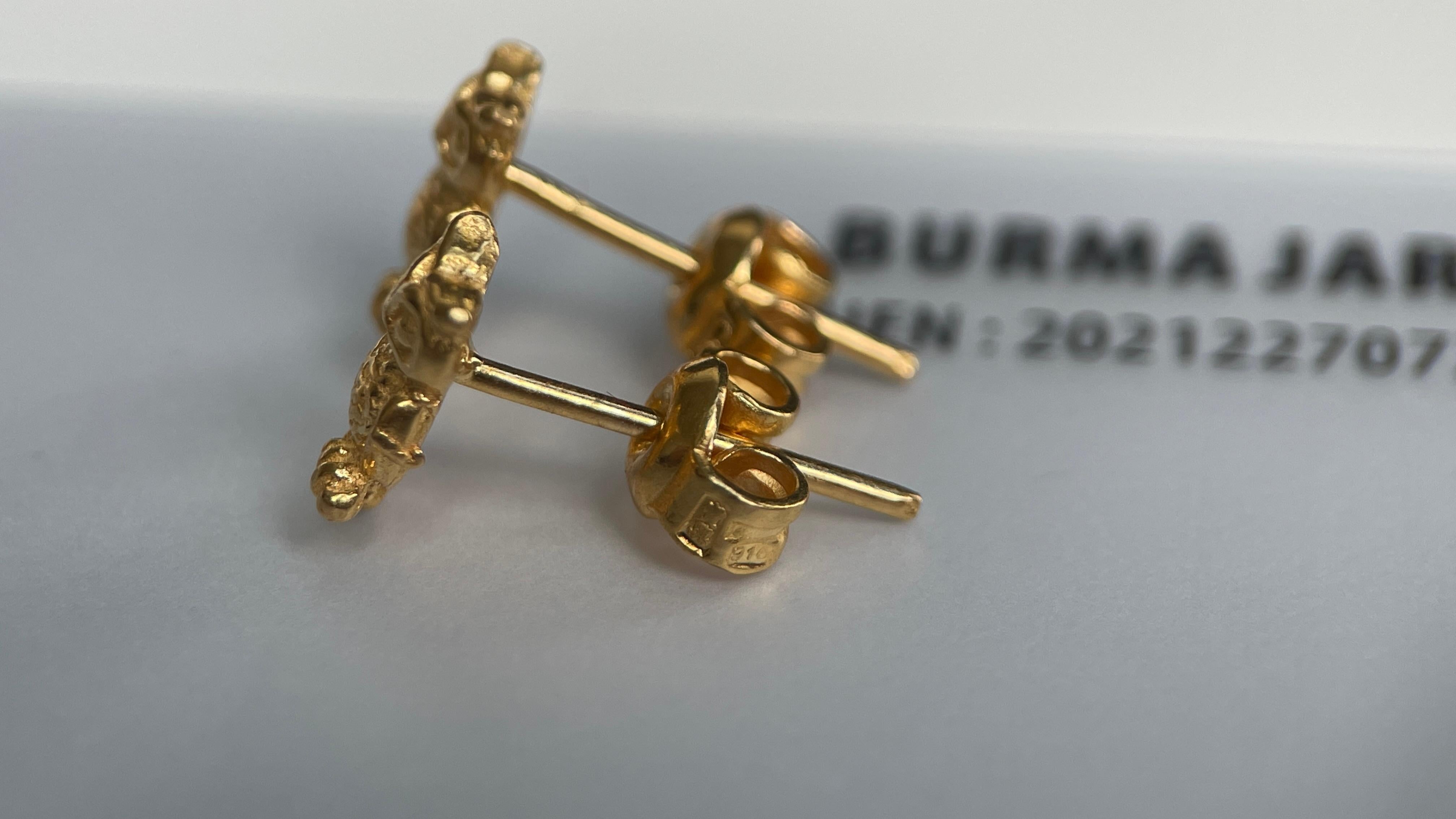 22k 916 stud earring- lucky owl earring-2.16g For Sale 2