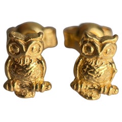 22k 916 stud earring- lucky owl earring-2.16g