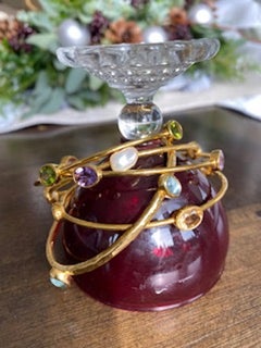 22k Brushed Gold Vermeil Bangle with 4 Blue Topaz Stones