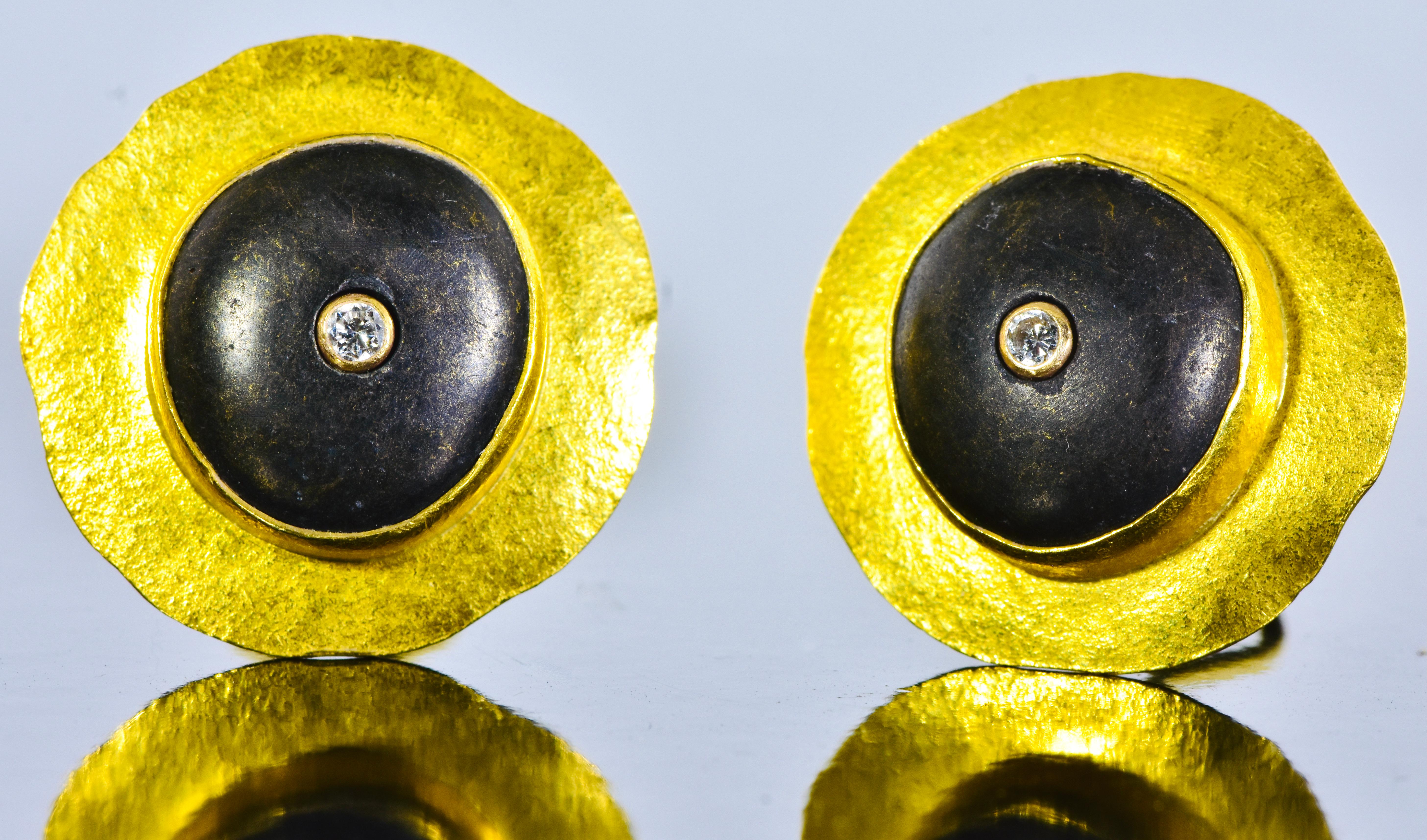 Moderne 22K Diamant- und Hartstein-Ohrringe von Sam Shaw, um 1990 1