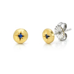 David Tishbi 22K Free Form Star Setting Blue Sapphire Stud Earring