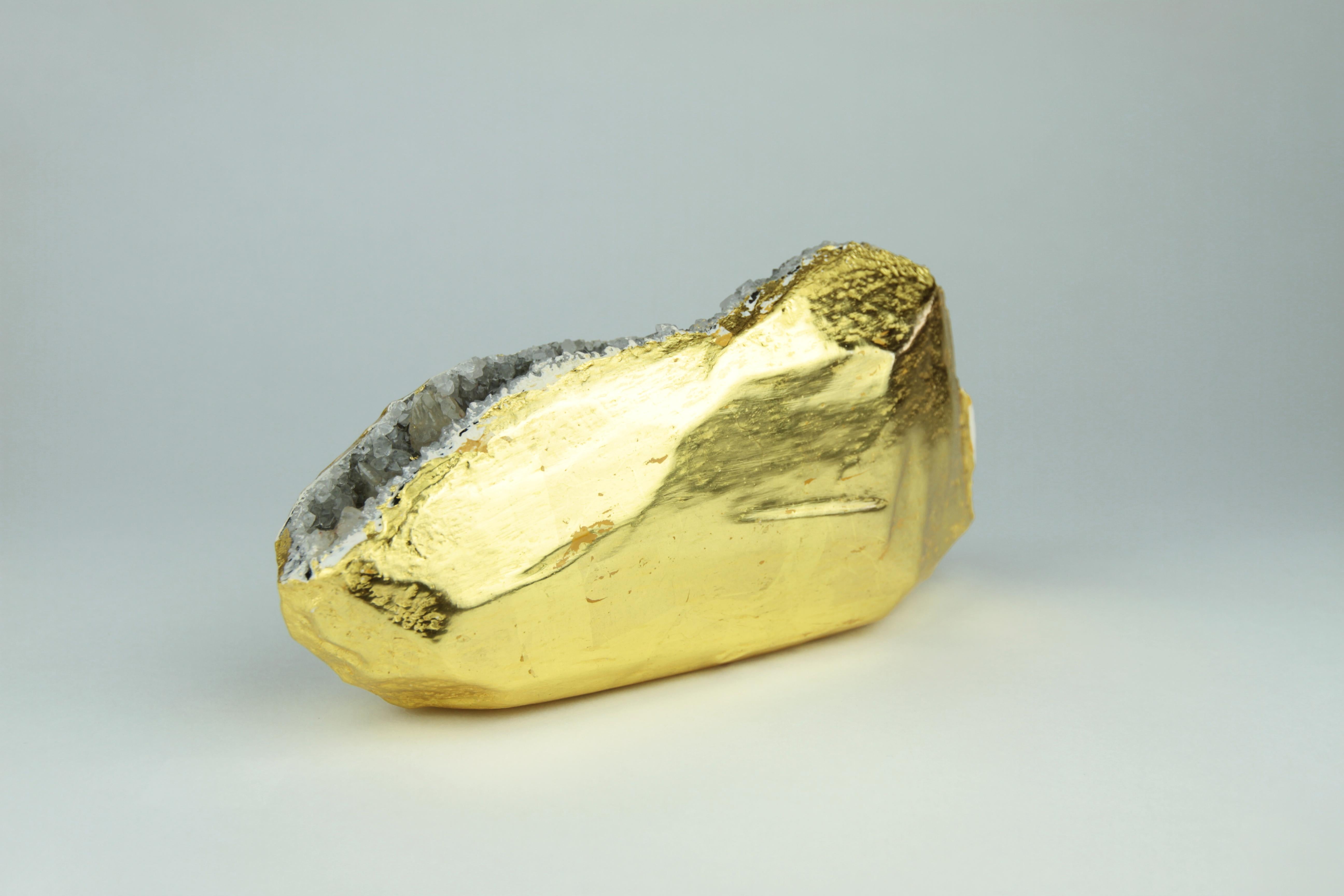 American 22K Gold Gilt Crystal Geode by Christopher Kreiling For Sale