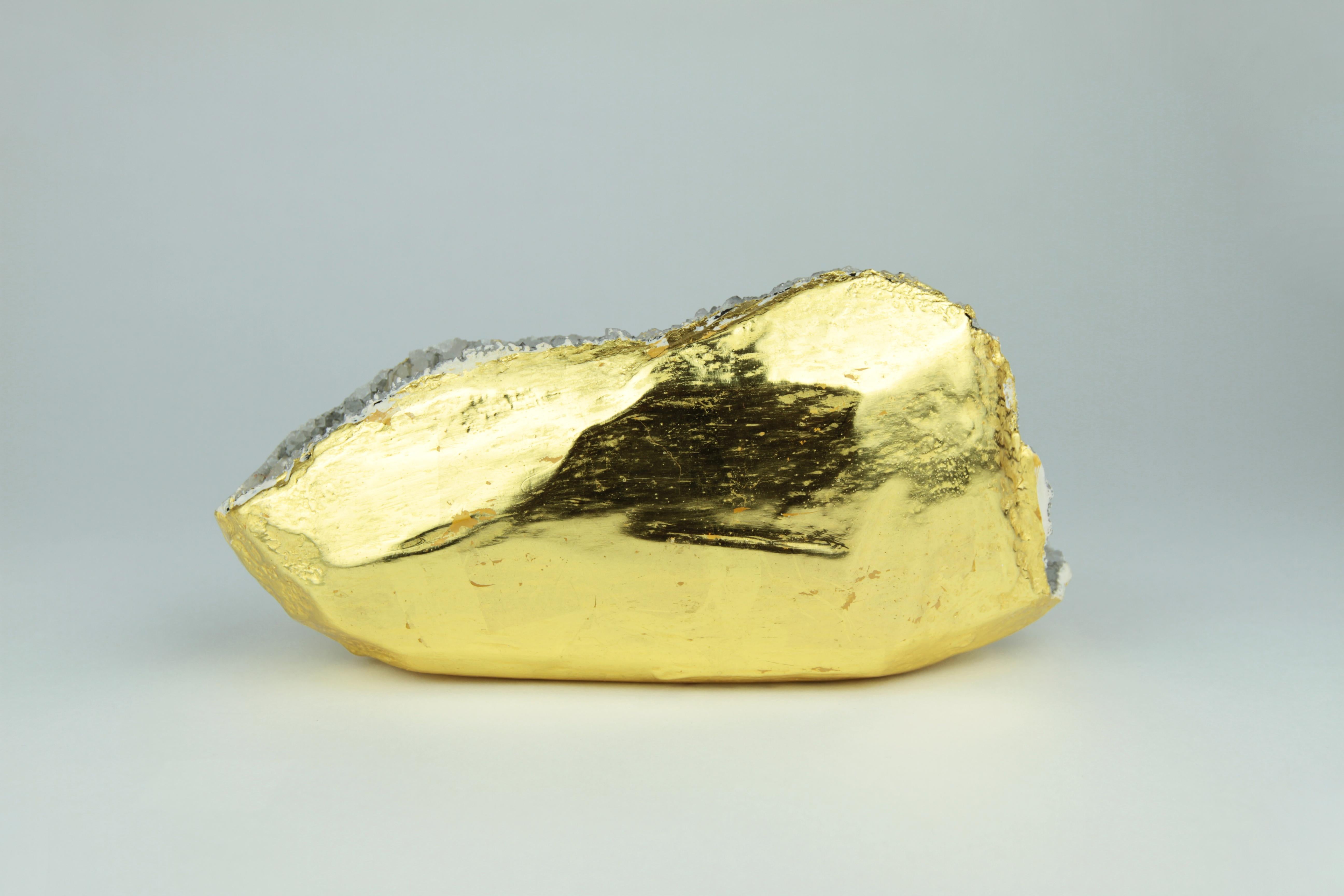 22K Gold Gilt Crystal Geode by Christopher Kreiling In New Condition For Sale In Los Angeles, CA