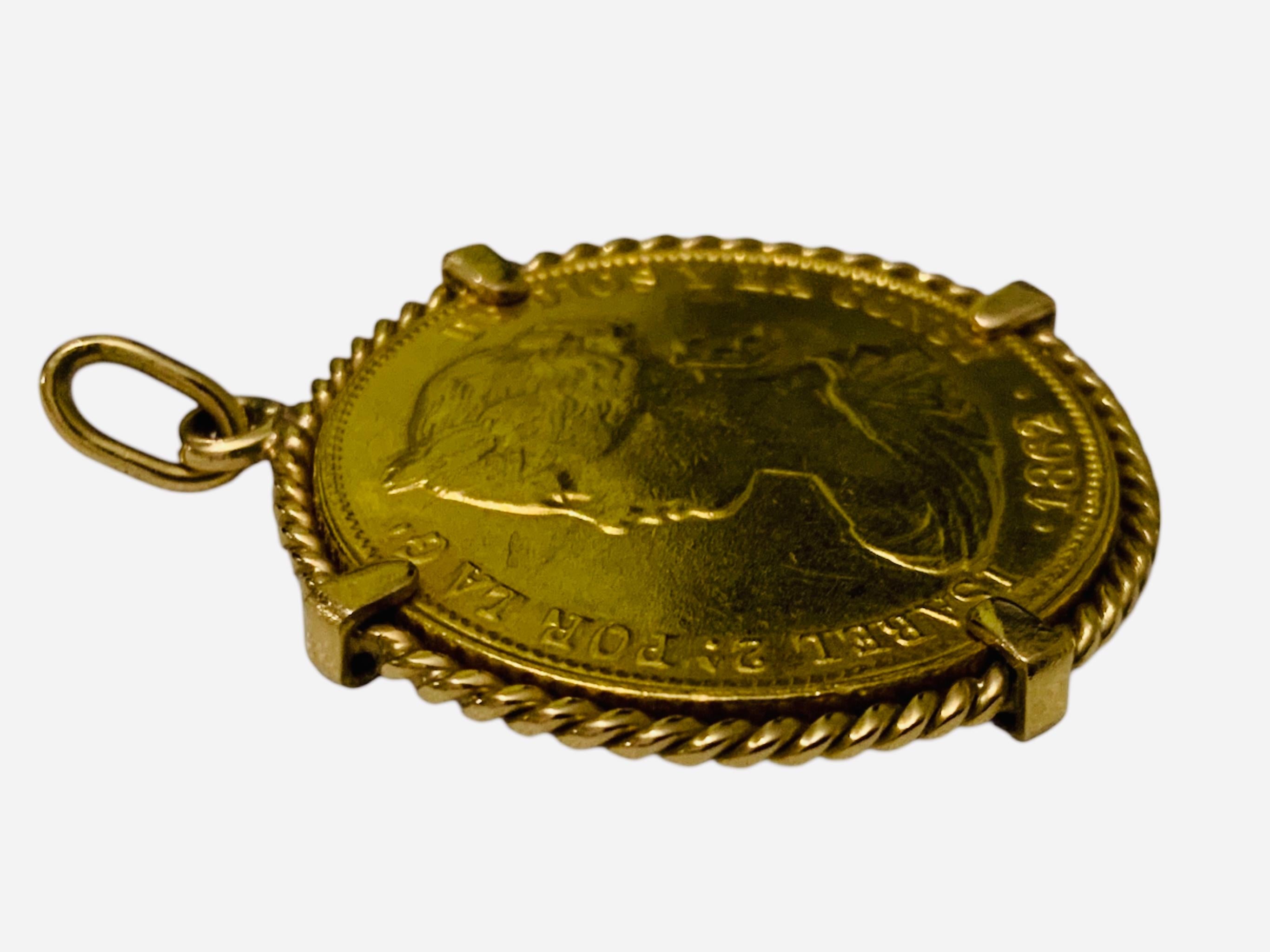 Romano classico Ciondolo Numari Gemmato in oro 22K 1862 Spagna 100 R in vendita