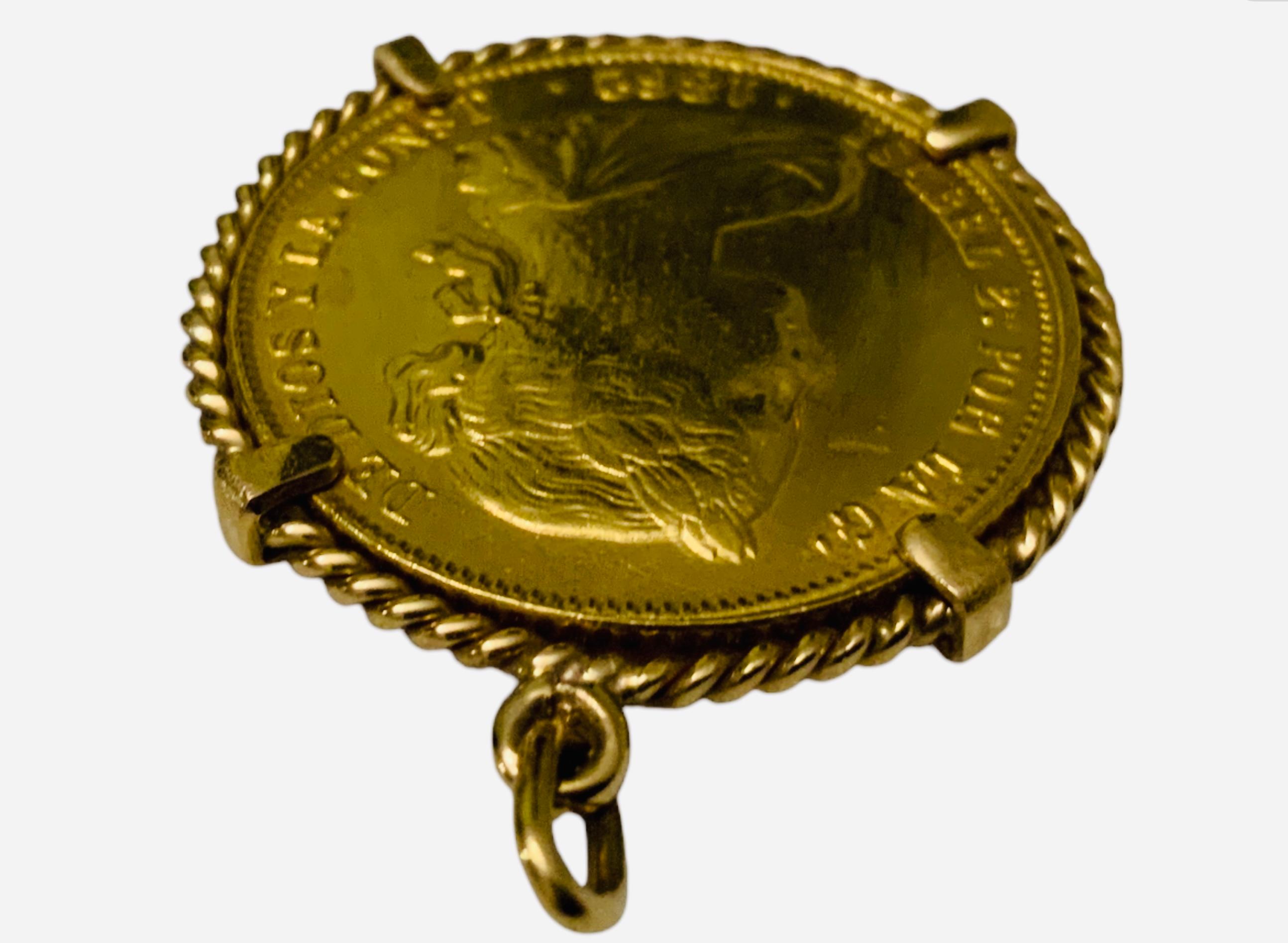 Ciondolo Numari Gemmato in oro 22K 1862 Spagna 100 R In condizioni buone in vendita a Guaynabo, PR