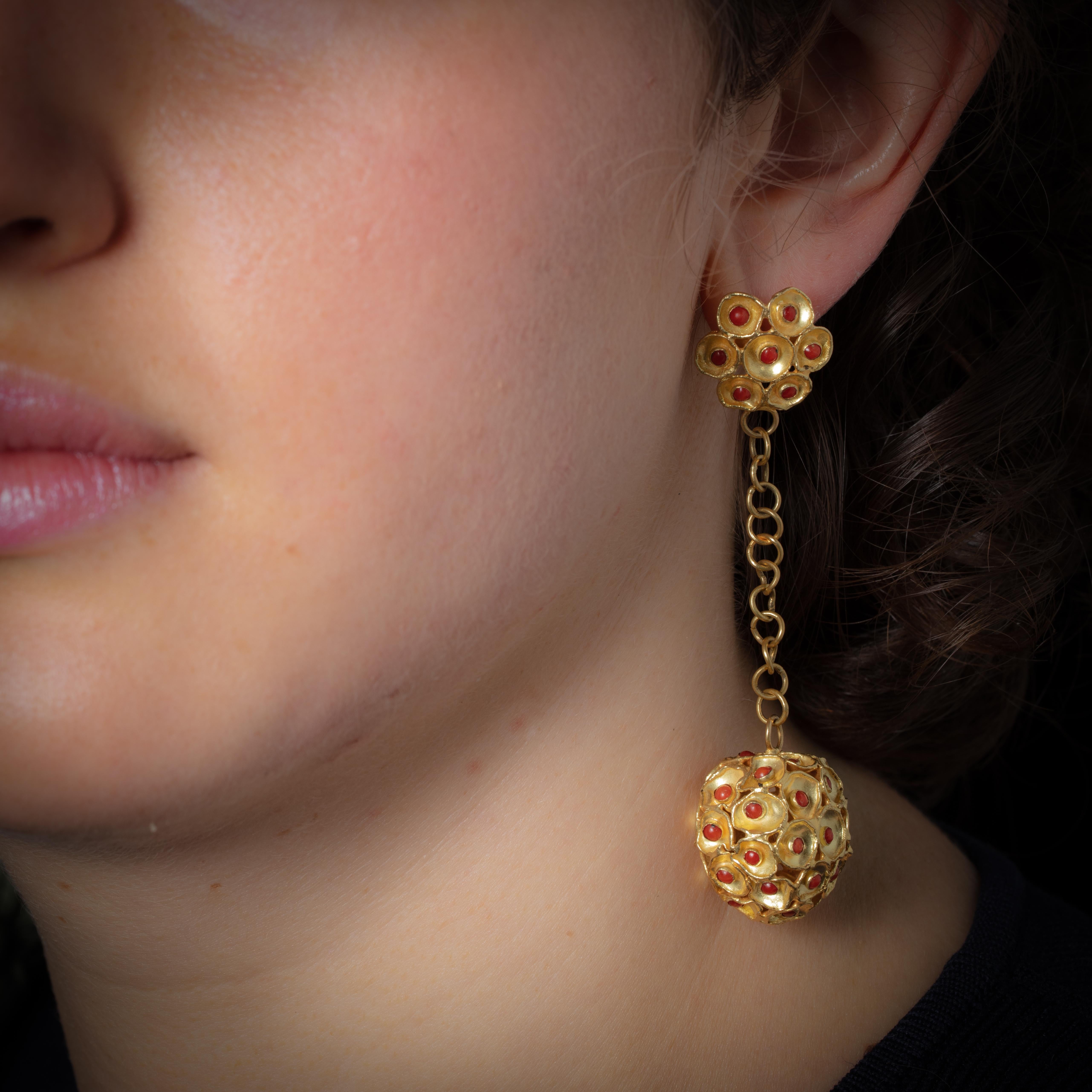 22k gold ball earrings