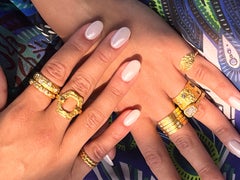 22k Gold and Diamond Hammered Stacking Rings