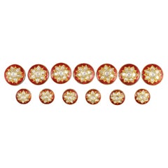 22K gold and Diamond red enamel Maharaj button set for suits, kurta and sherwani