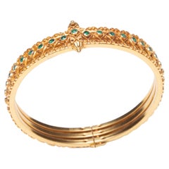 18K Gold and Emerald Bangle Bracelet, India