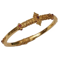 22 Karat Gold and Ruby Bangle