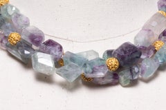 22K Gold and Tumbled Fluorite Multi-Strand Necklace by Deborah Lockhart Phillips