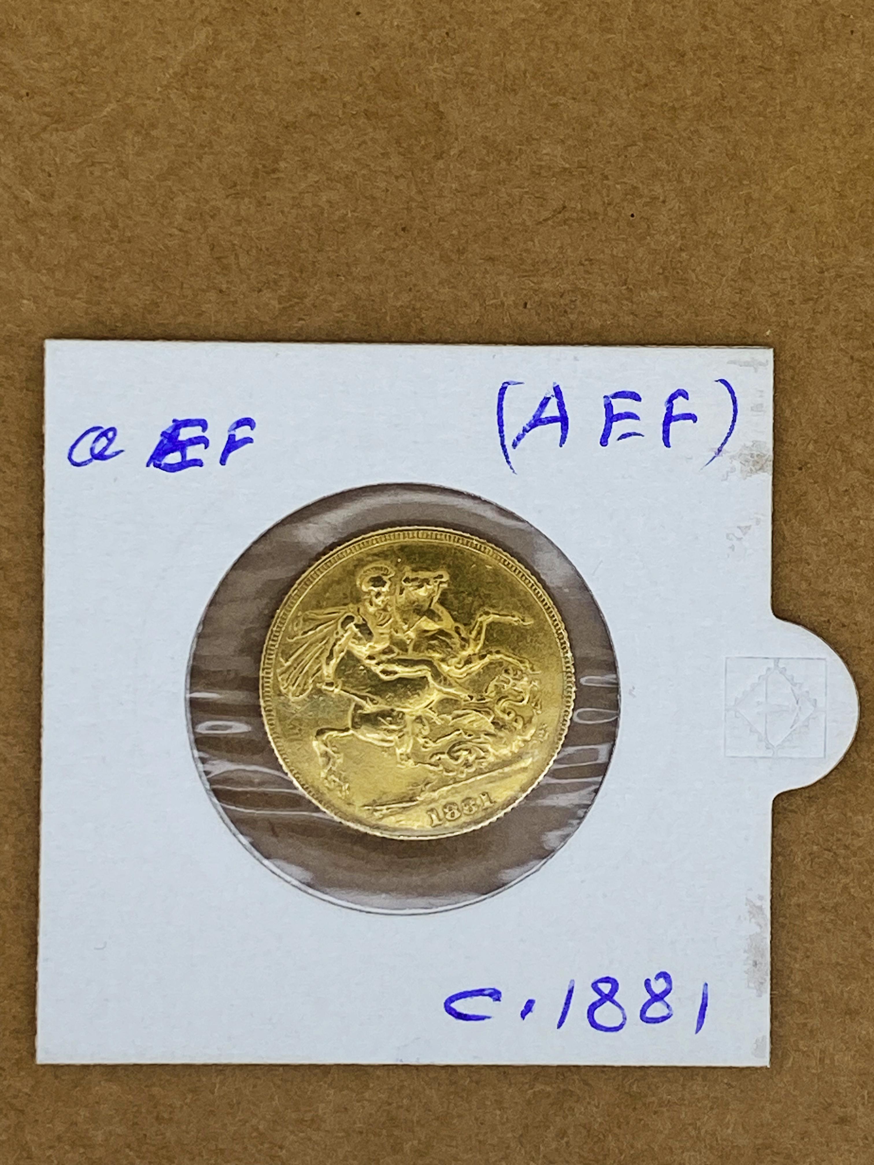 22 Karat Gold Australian Sovereign „Young Head“ viktorianischer Melbourne Mint aEF, um 1881, viktorianischer (Viktorianisch)