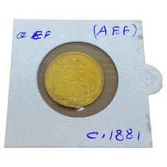 22K Gold Australian Sovereign "Young Head" c1881 Victorian Melbourne Mint aEF