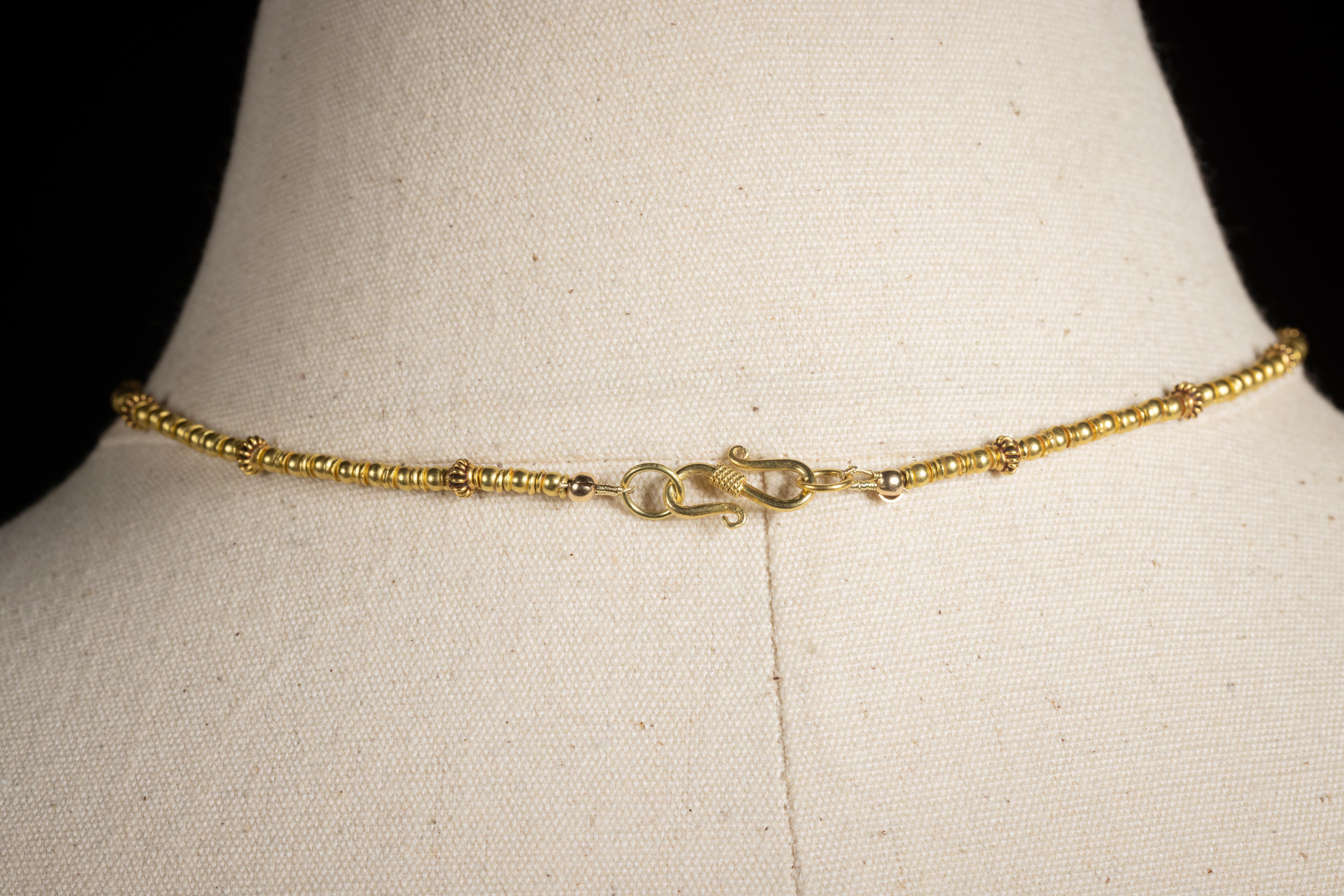 Women's or Men's 22K Gold Beaded Necklace, India Mid-1900's For Sale