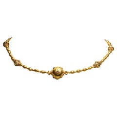 22K Gold Beaded Necklace with Navratna Center, Indian