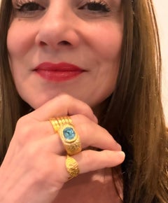 22k Gold Blue Zircon Cocktail Ring, by Tagili