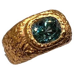 22k Gold Blue Zircon Cocktail Ring, by Tagili