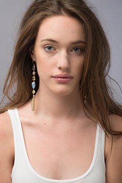 Margery Hirschey 22 Karat Gold, Boulder Opal and Gemstone Shoulder Dusters