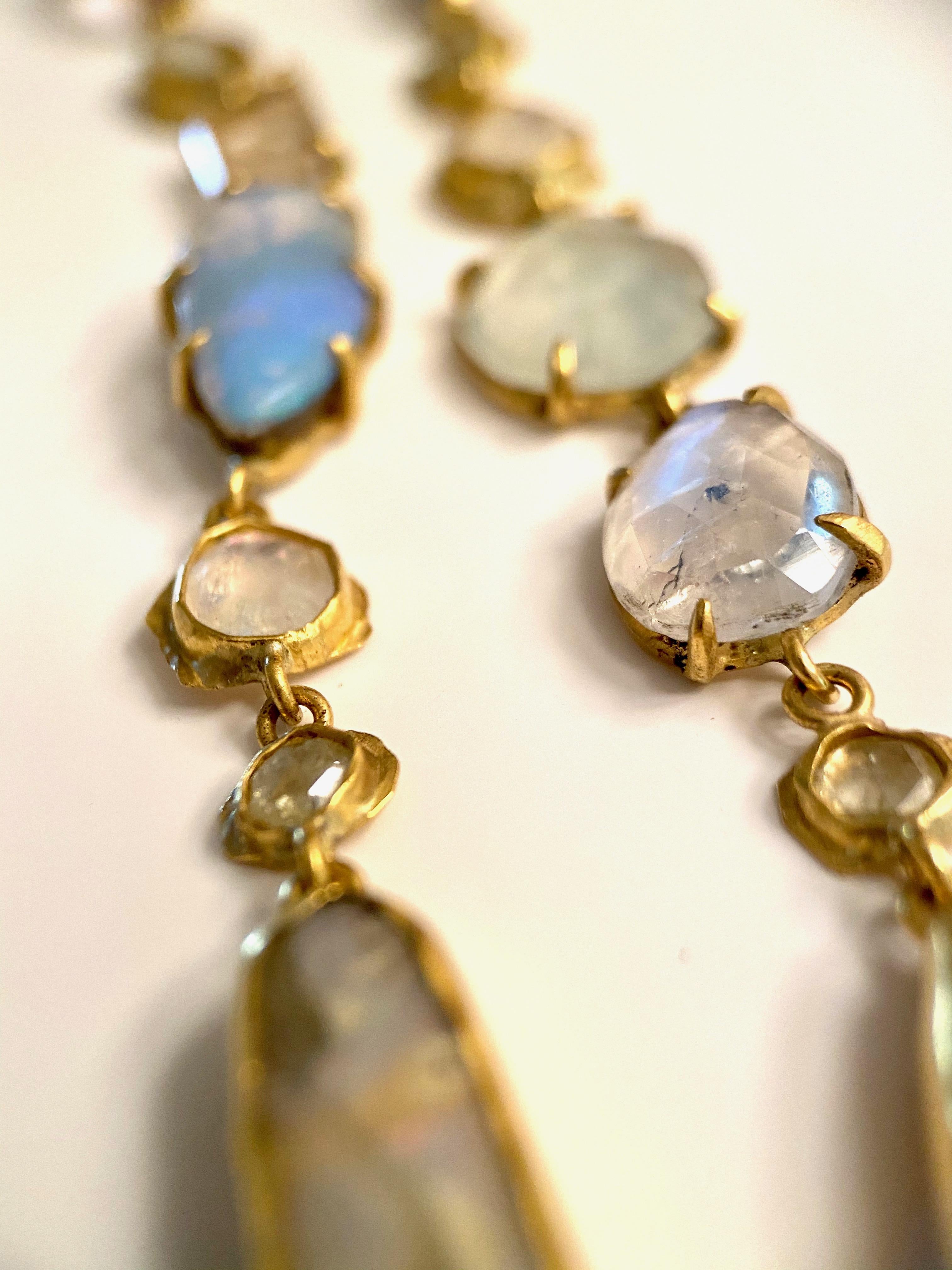 Margery Hirschey 22 Karat Gold, Boulder Opal and Gemstone Shoulder Dusters For Sale 1