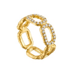 22k Gold Chain Link Ring in 22k Gold and Diamonds