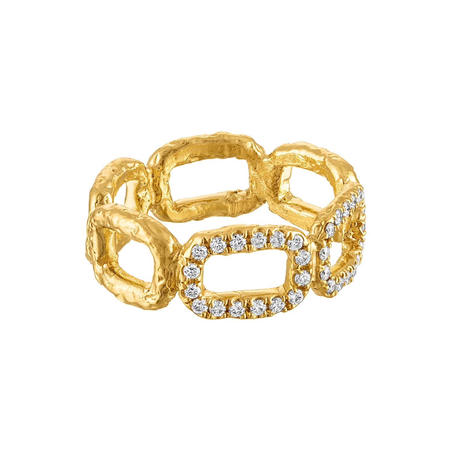 Artigiano Anello A Link con catena in oro 22k e diamanti in vendita