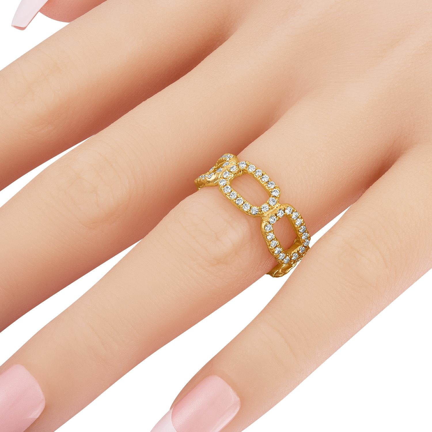 Anello A Link con catena in oro 22k e diamanti In condizioni Nuovo in vendita a New York, NY