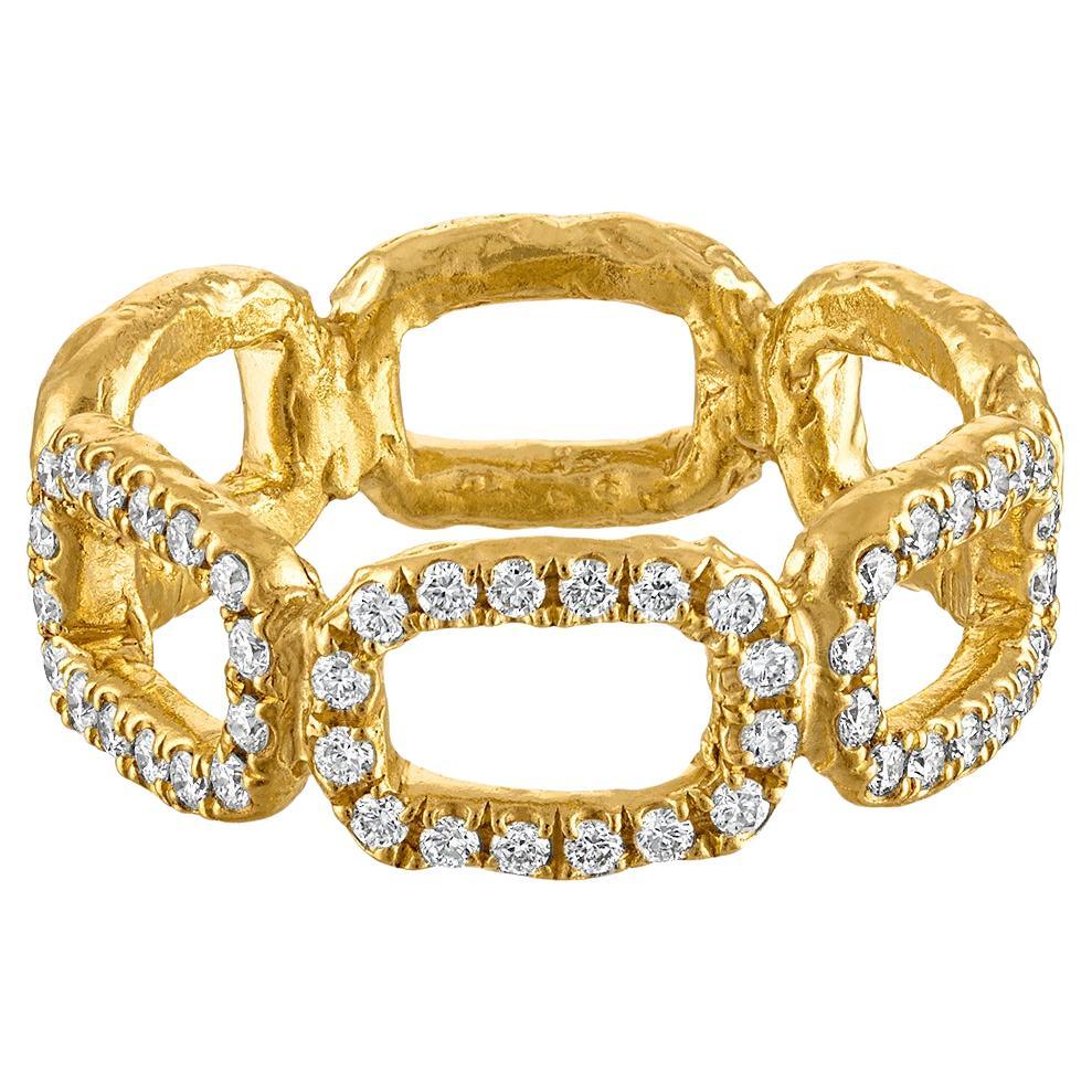 22k Gold Chain Link Ring in 22k Gold and Diamonds