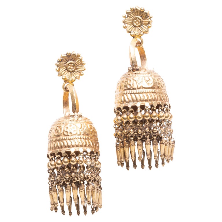 22K Gold Chandelier Earrings, India For Sale at 1stDibs