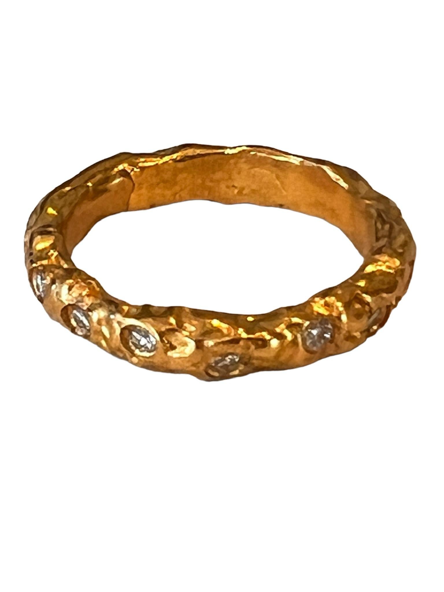 22k Gold Chunky Foil Stacking Rings with Diamonds, by Tagili For Sale ...