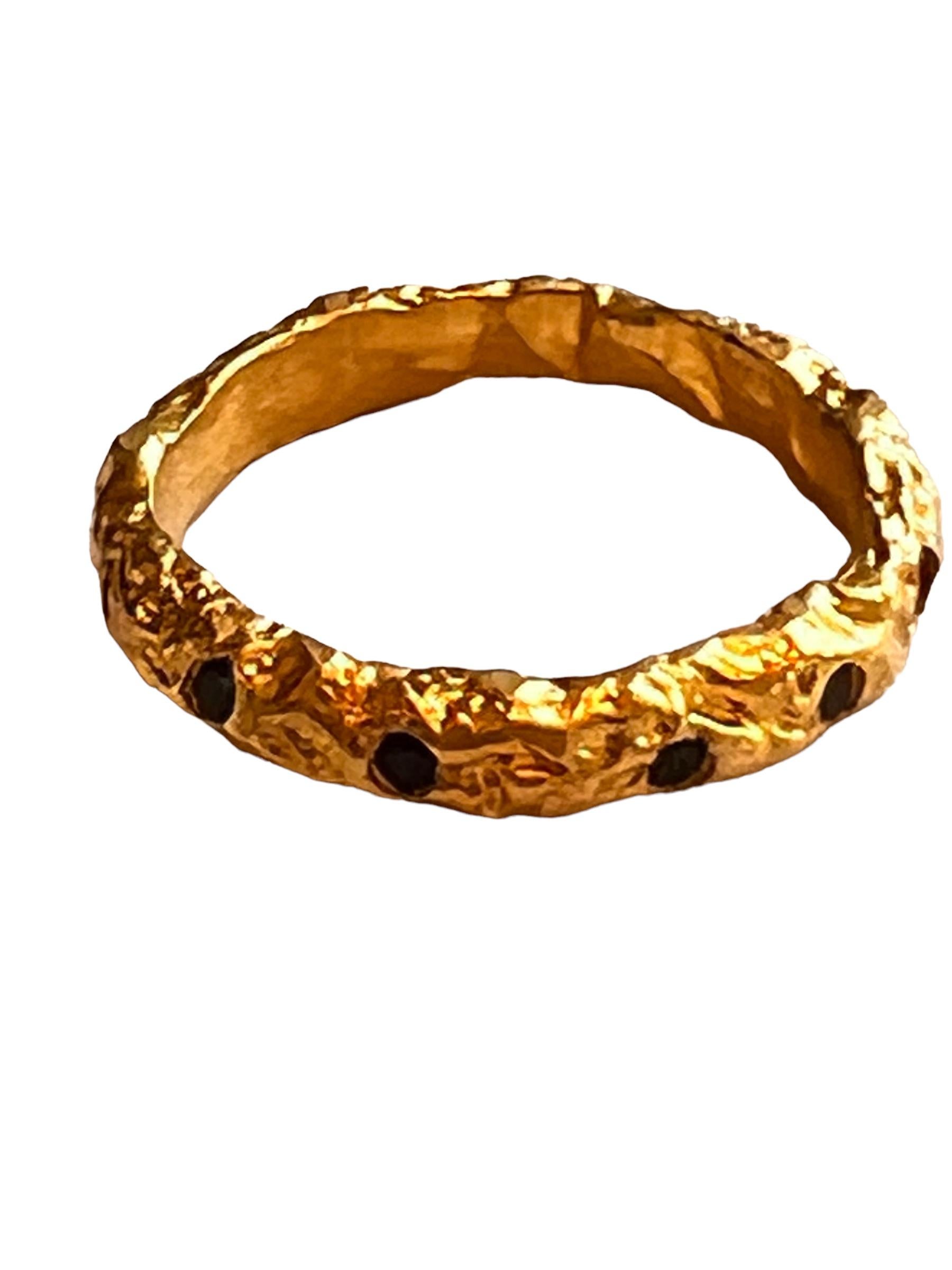 22k Gold Chunky Foil Stacking Rings with Pink Sapphires, by Tagili For ...