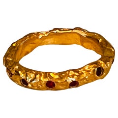 22k Gold Chunky Foil Stacking Rings with Red Sapphires, by Tagili