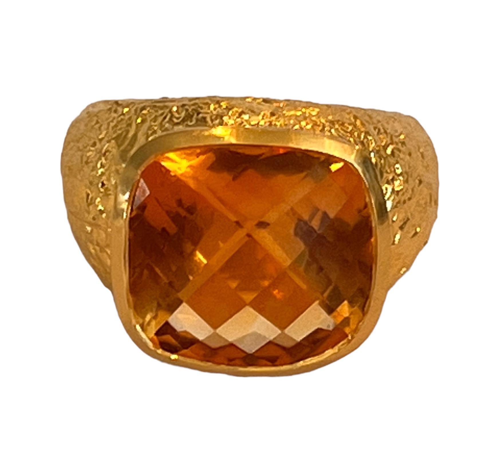 This 22k Gold Citrine Birthstone Cocktail Ring is a stunner! Features a central Citrine set in a bezel that sits a top a classic dome ring. The stone measures approximately 12x13.

The Classic Collection is a beautiful array of timeless jewelry that