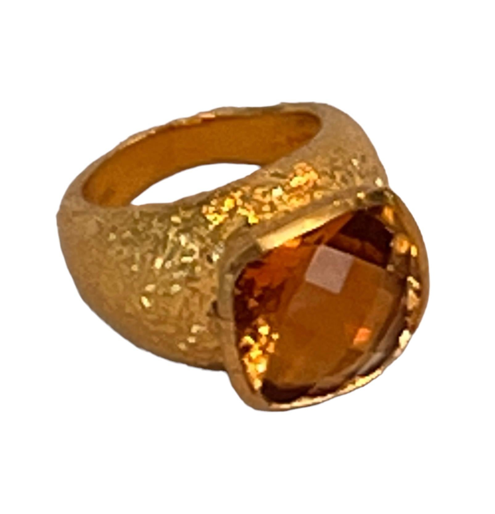 22k Gold Citrine Birthstone Cocktail Ring, by Tagili In New Condition For Sale In New York, NY