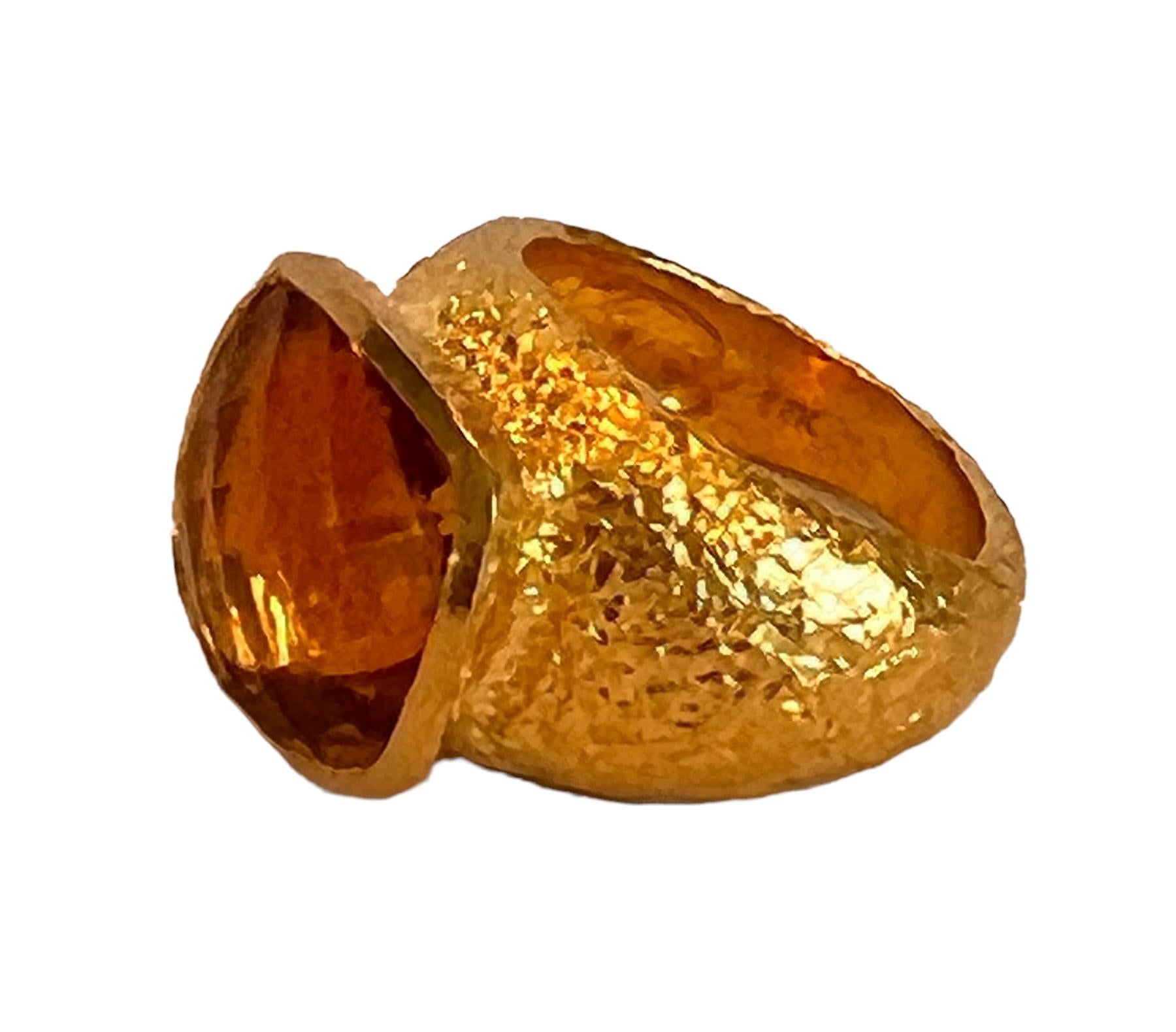 Women's or Men's 22k Gold Citrine Birthstone Cocktail Ring, by Tagili For Sale
