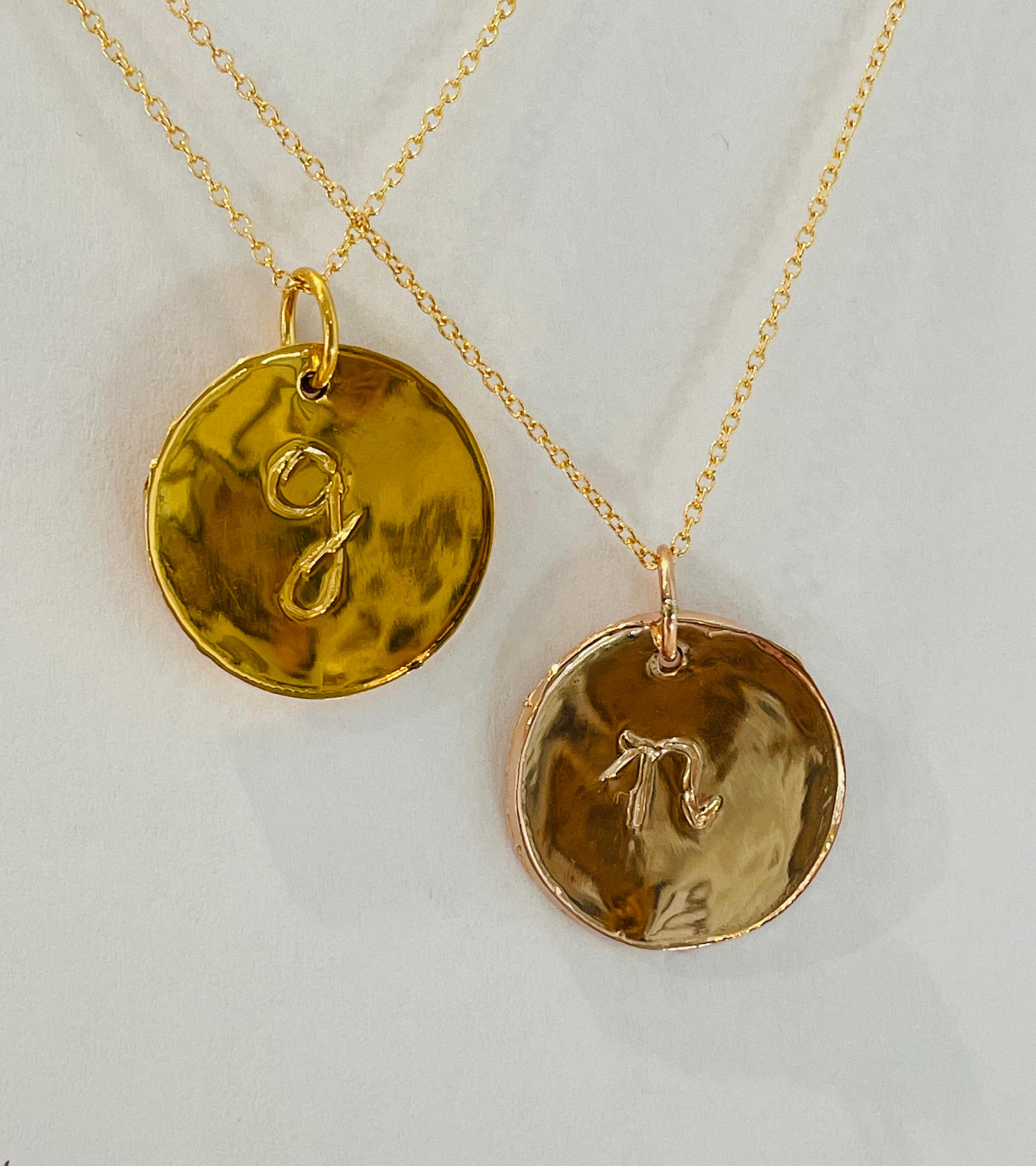 Women's or Men's 22k Gold Customized Initial Pendant, by Tagili