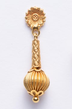 22K Gold Drop Dangle Earrings, Indian