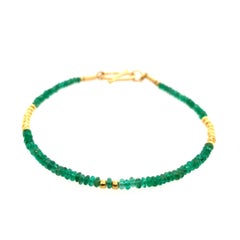 David Tishbi 22K Gold Emerald Beaded Bracelet