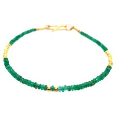David Tishbi 22K Gold Emerald Beaded Bracelet