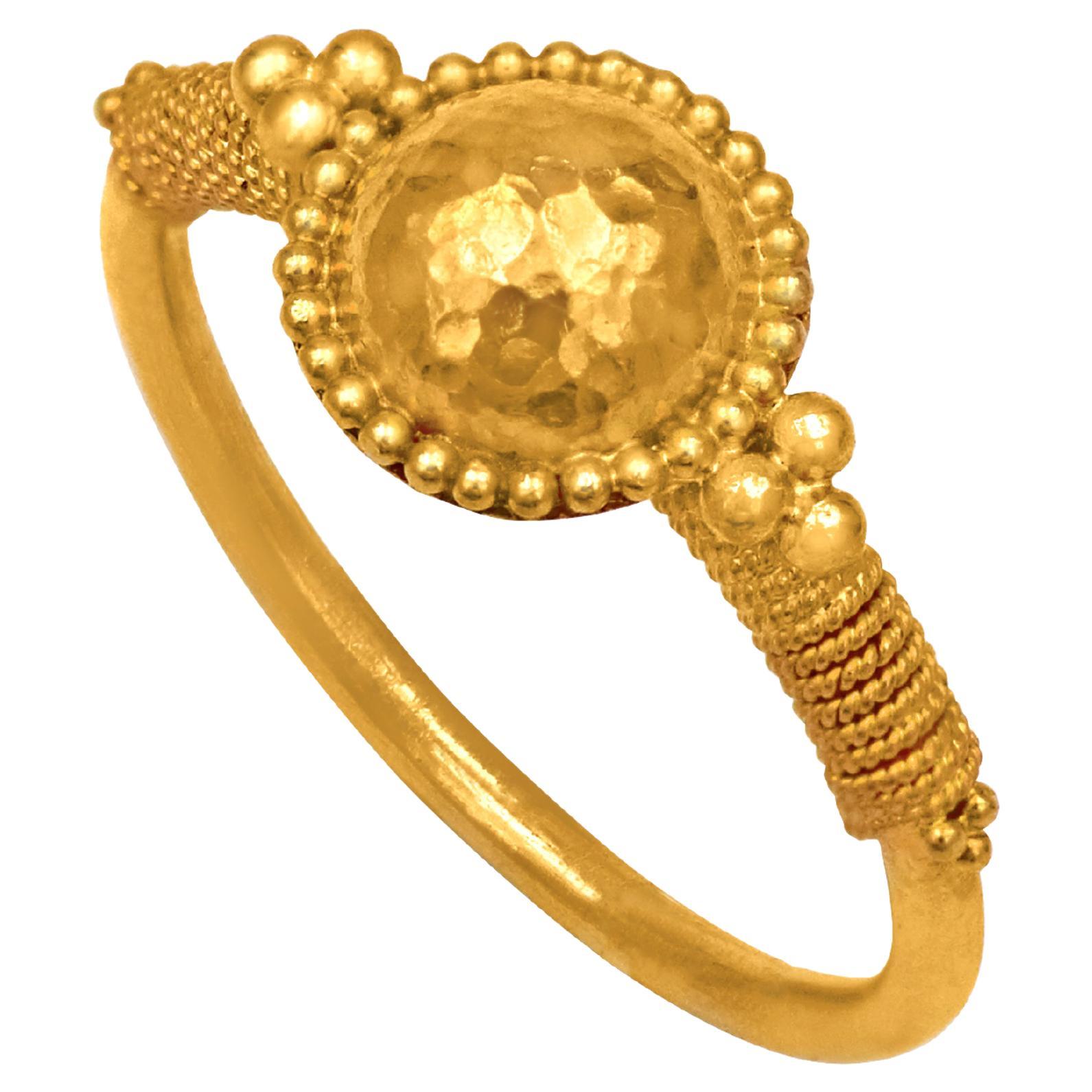 22k Gold Era's Filigree Hammered Ring For Sale