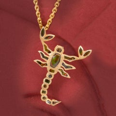 22 Karat Gold Fire Agate Scorpion Pin or Pendant