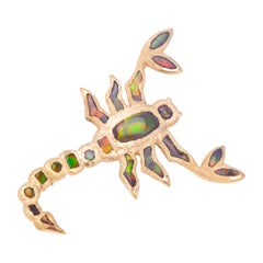 22 Karat Gold Fire Agate Scorpion Pin or Pendant