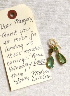 Margery Hirschey 22k Gold Green Tourmaline and Kyanite Two-Stone Drop Earrings