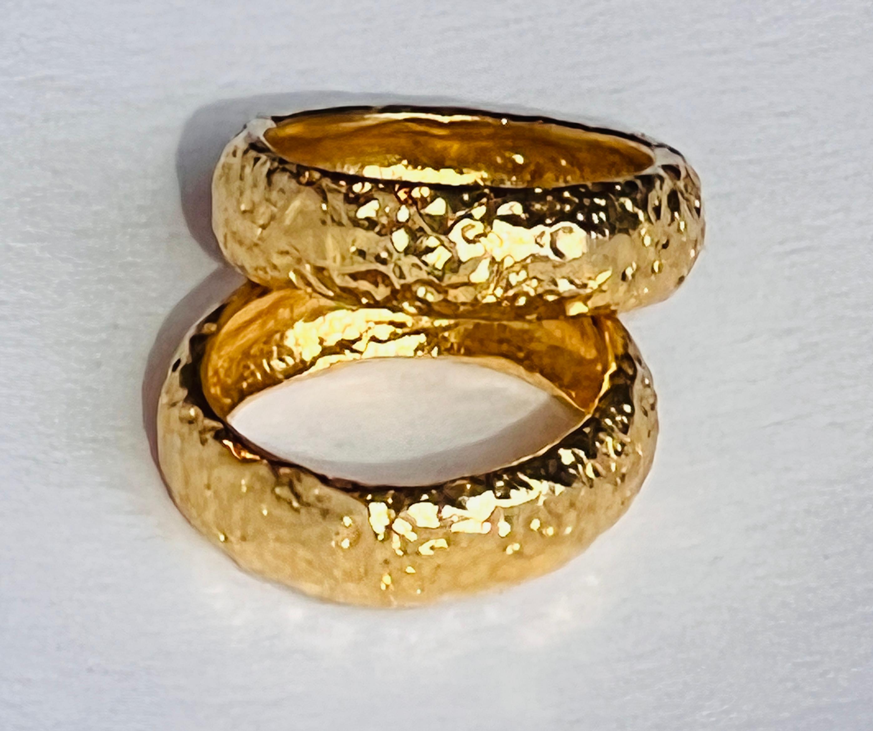 22k Gold Hammered Thick Stacking Rings For Sale 2