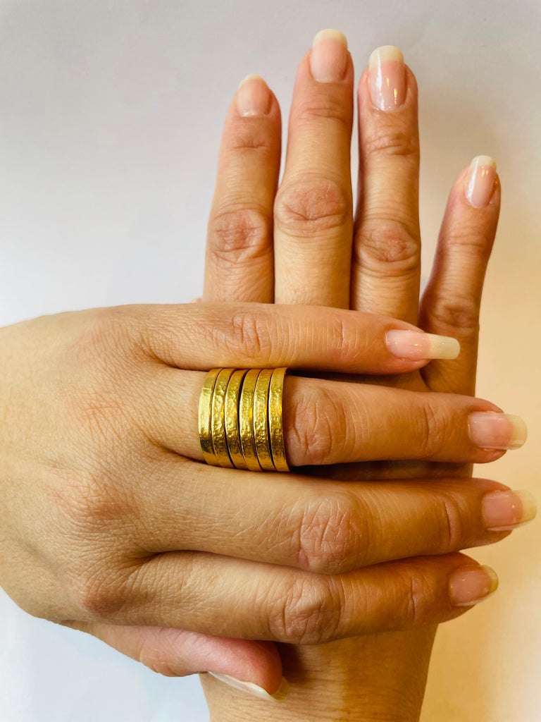 22k Gold Hand Hammered Stacking Rings by Tagili For Sale at 1stDibs