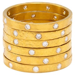 22k Gold Hand Hammered Stacking Rings by Tagili