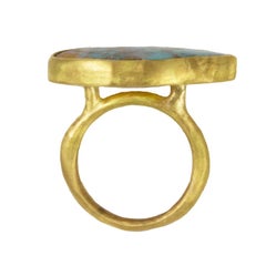 Margery Hirschey 22 Karat Gold Handcrafted Boulder Opal Ring with Matrix