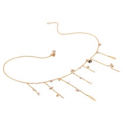 22K Gold Handmade Rose Cut Diamond and Enamel Ball Fringe Necklace by Agaro