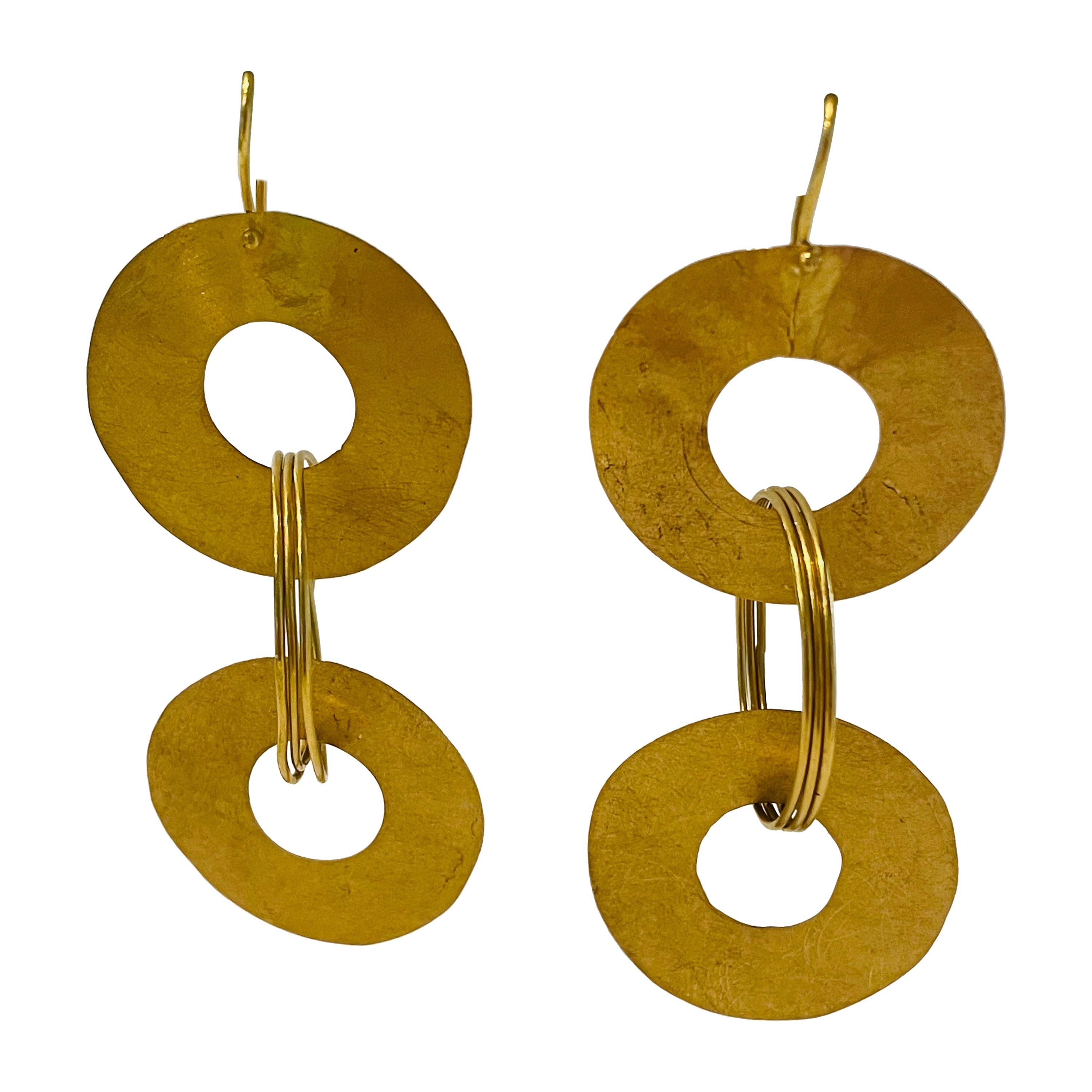 22k Gold Handmade Circle Earrings by Tagili