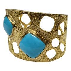 22k Gold Handmade Cuff with Turquoise