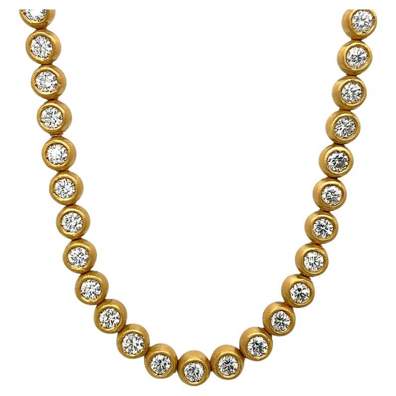  22K Gold Handmade Diamond Bubble Tennis Necklace